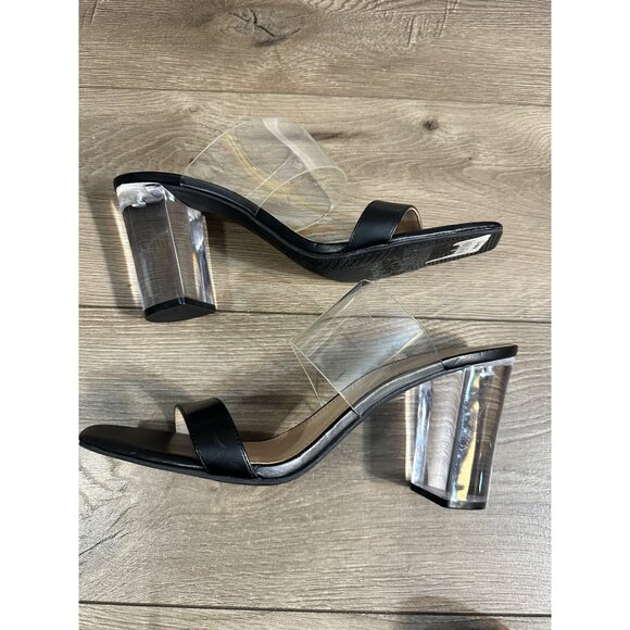 BP X Nordstrom Naomi Block Clear Strap & Heel Slide Sandals, Black, MSRP $70 11 - Picture 4 of 8